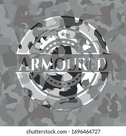 Armoured grey camo emblem. Vector Illustration.