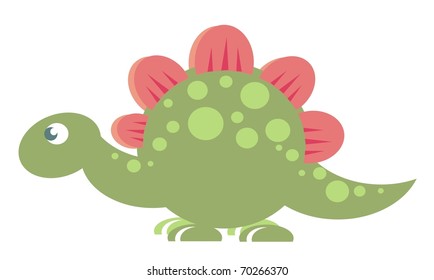 An armoured herbivore stegosaurus (dinosaur) color vector cartoon illustration