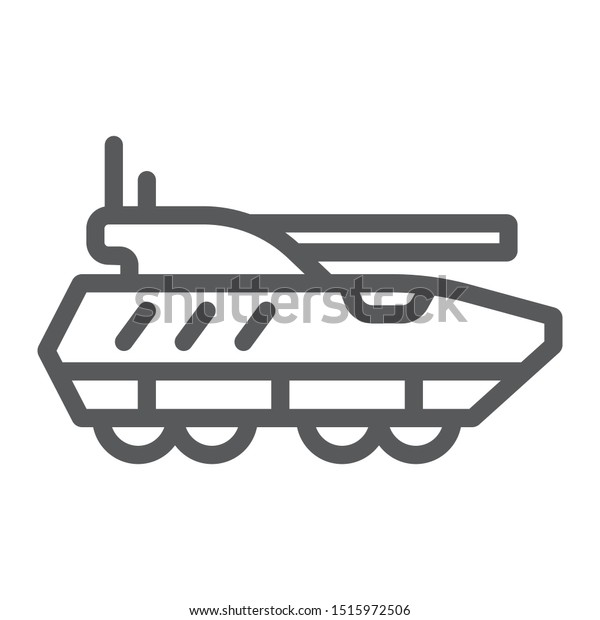 Armoured personnel carrier line icon, army and\
military, tank sign, vector graphics, a linear pattern on a white\
background, eps 10.
