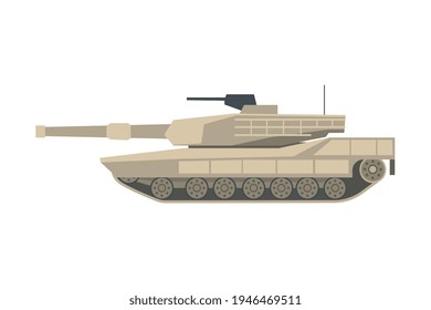 Armoured Tank as Military Transportation and Fighting Vehicle for Front-line Combat Vector Illustration