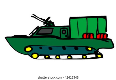 Armoured troop-carrier wheeled and isolated. Vector illustration