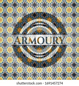 Armoury arabic emblem background. Arabesque decoration.
