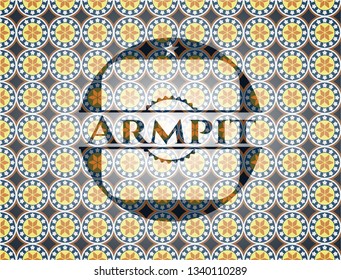 Armpit arabic style emblem. Arabesque decoration.