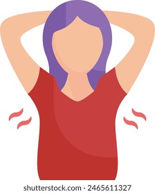 armpit or arm pit fat concept, underarm area lump and hair vector flat design, plastic surgeon Symbol, body contouring Sign, Beauty treatment stock illustration