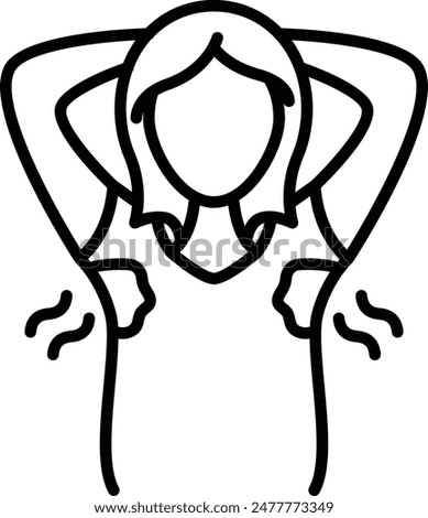 armpit or arm pit fat concept, underarm area lump and hair vector icon design, Cosmetology or Cosmetologist Symbol,esthetic beauty outline Sign, Beauty treatment stock illustration