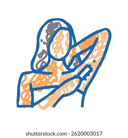 armpit hair removal female doodle icon sketch vector. armpit hair removal female sign. isolated symbol illustration