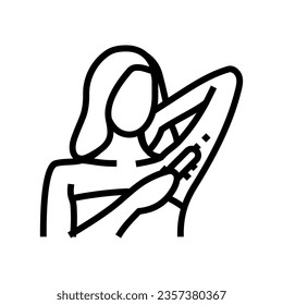 armpit hair removal female line icon vector. armpit hair removal female sign. isolated contour symbol black illustration