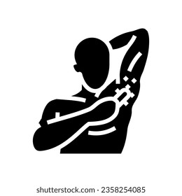 armpit hair removal male glyph icon vector. armpit hair removal male sign. isolated symbol illustration