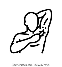 armpit hair removal male line icon vector. armpit hair removal male sign. isolated contour symbol black illustration svg