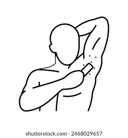 armpit hair removal male line icon vector. armpit hair removal male sign. isolated contour symbol black illustration