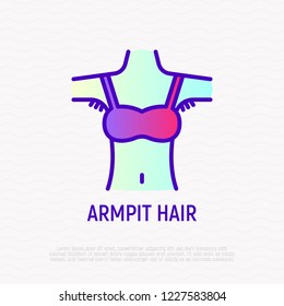 Armpit hair thin line icon. Body positive. Modern vector illustration.