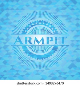 Armpit light blue emblem with mosaic background