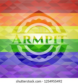 Armpit on mosaic background with the colors of the LGBT flag