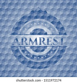 Armrest blue hexagon badge. Vector Illustration. Detailed.