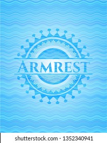 Armrest light blue water wave badge background.