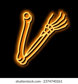 vector de señal de luz de neón óseo de brazos. ilustración ósea de brazos