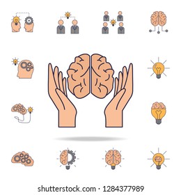 arms and brain fild color icon. Detailed set of color idea icons. Premium graphic design. One of the collection icons for websites, web design