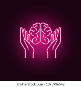 arms and brain neon icon. Elements of Idea set. Simple icon for websites, web design, mobile app, info graphics