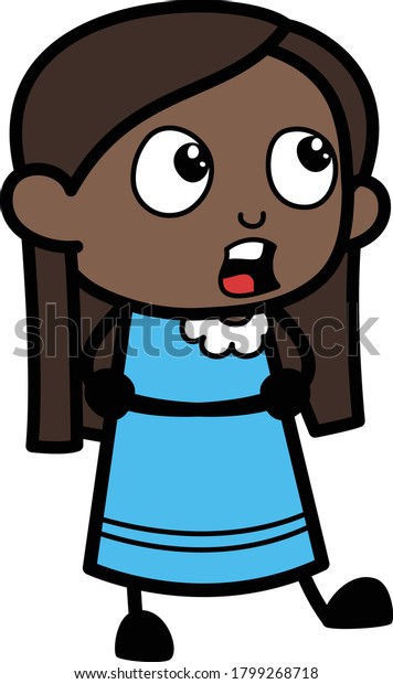 腕組みの黒い女の子の漫画のトーキングキャラクターデザインイラスト のベクター画像素材 ロイヤリティフリー