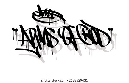 Diseño de estilo de etiqueta de graffiti ARMS OF GOD