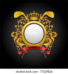 Ð¡oat of arms. Golf symbol. Vector illustration.