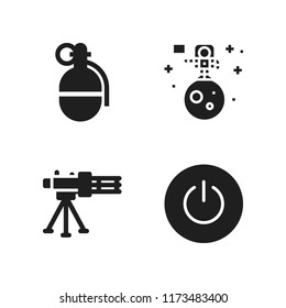 arms icon. 4 arms vector icons set. conquer, grenade and machine gun icons for web and design about arms theme