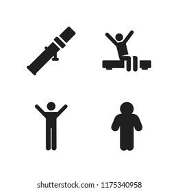 arms icon. 4 arms vector icons set. bazooka, man and wake up icons for web and design about arms theme