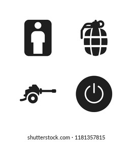 arms icon. 4 arms vector icons set. power, grenade and weapons icons for web and design about arms theme