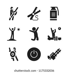 arms icon. 9 arms vector icons set. warrior, wake up and machine gun icons for web and design about arms theme