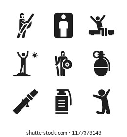 arms icon. 9 arms vector icons set. grenade, wake up and man icons for web and design about arms theme