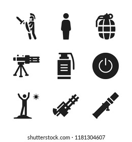 arms icon. 9 arms vector icons set. power, warrior and bazooka icons for web and design about arms theme