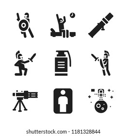 arms icon. 9 arms vector icons set. bazooka, man and wake up icons for web and design about arms theme