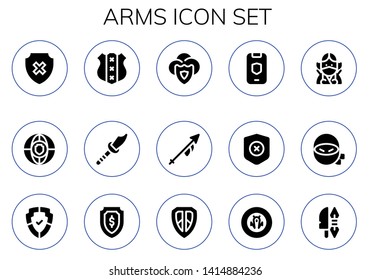 arms icon set. 15 filled arms icons.  Collection Of - Shield, Weapon, Lance, Ninja