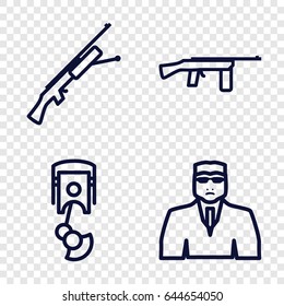 Arms icons set. set of 4 arms outline icons such as security guy, robot arm