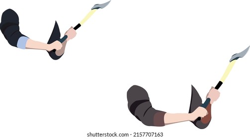 arms impognizing a lumberjack ax