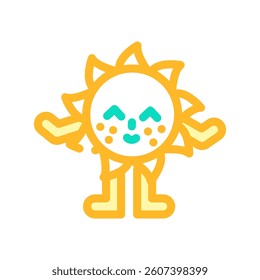 arms legs cute sun character color icon vector. arms legs cute sun character sign. isolated symbol illustration