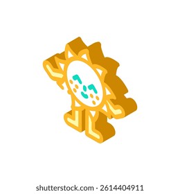 arms legs cute sun character isometric icon vector. arms legs cute sun character sign. isolated symbol illustration