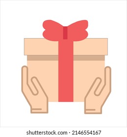 Arms with present for holiday