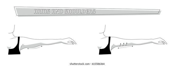 Armas y hombros cirugía estética. Ilustración vectorial. Cirugía plástica.