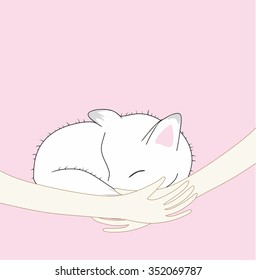In the arms of a sleeping white fox