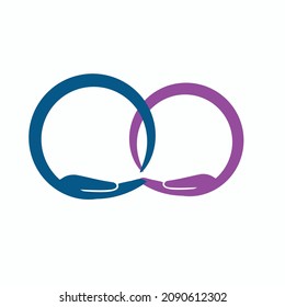 arms. Wedding rings icon. Vector illustration. Flat design. Isolated.
