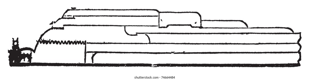 Armstrong gun section old engraving. Old engraved illustration of a of a Armstrong gun section.