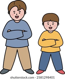 an arm-twisted father and son