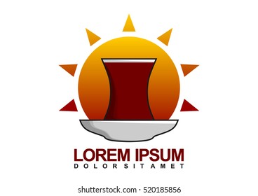 Armudu glass vector logo design. Armudu glass is a popular form of glasses which are used to drink black tea in Azerbaijan and Turkey. 