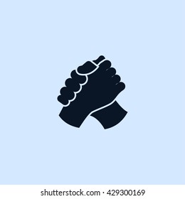 armwrestling handshake icon. strong partnership sign