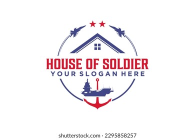 Army aircraft carrier logo design illustration roof house icon symbol