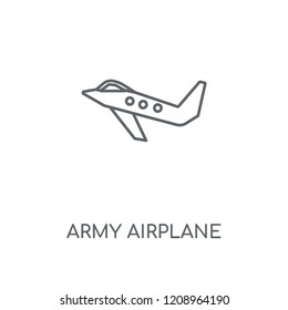 Army airplane linear icon. Army airplane concept stroke symbol design. Thin graphic elements vector illustration, outline pattern on a white background, eps 10.