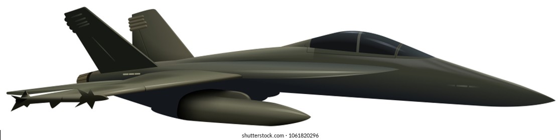 Ilustración del avión del ejército en fondo blanco
