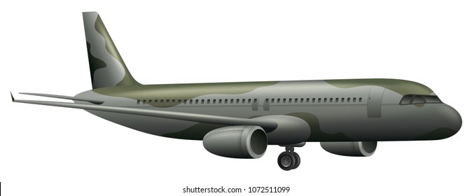 Ilustración del avión del ejército en fondo blanco