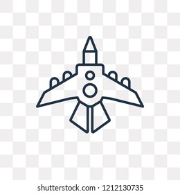 Army airplane vector outline icon isolated on transparent background, high quality linear Army airplane transparency concept can be used web and mobile